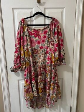 Floral Pink Tiered Women's Dress